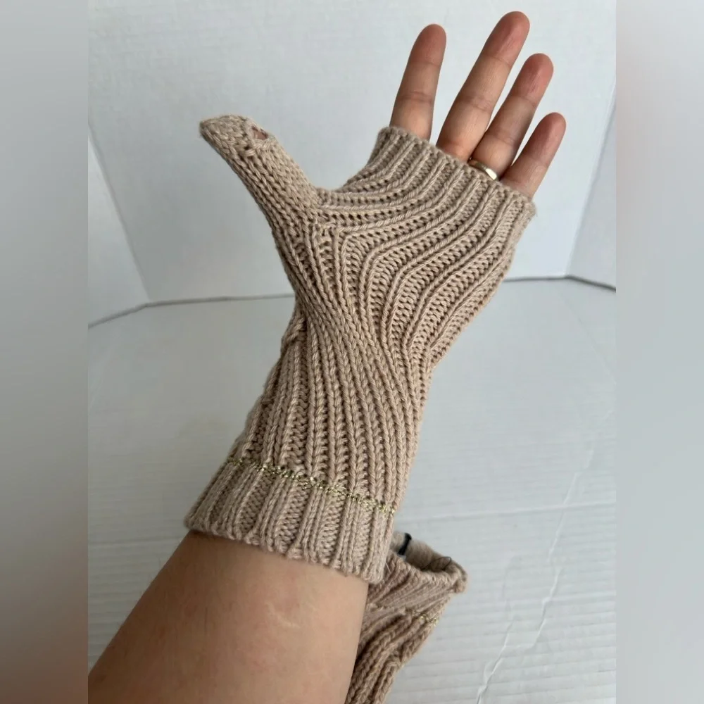 Calvin Klein Beige Convertible Mittens Fingerless Gloves